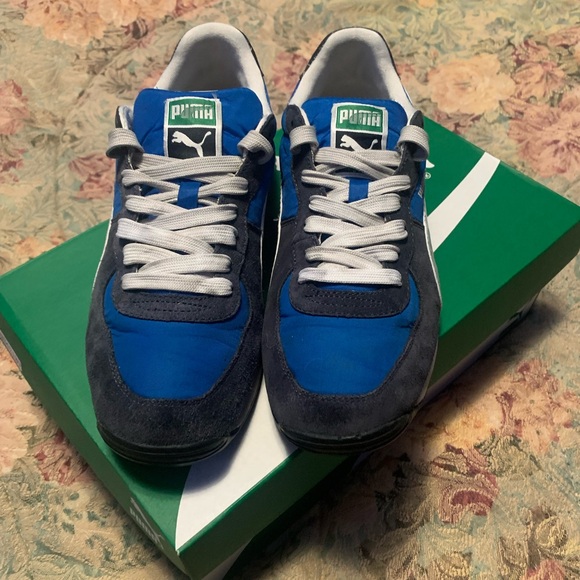 Vintage Puma Easy Rider lll Runing Shoes - blue , white fabric - Picture 1 of 6